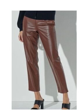 The Reset R Label Cropped Chocolate Brown Faux Leather Pants Small. Retail $158